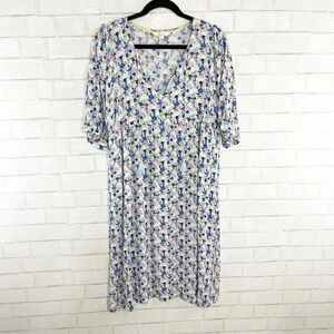 Boden Pink & Blue Floral Midi Sheath Dress with Pockets Women's Size 8 Petite